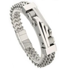 ***COI Titanium Black/Gold Tone/Silver Bracelet With Steel Clasp(Length: 8.27 inches)-00757BB