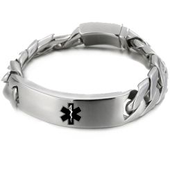 ***COI Titanium Gold Tone/Silver Medical Alert Bracelet With Steel Clasp(Length: 8.66 inches)-00758BB