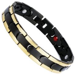 ***COI Titanium Black Gold Tone Bracelet With Steel Clasp(Length: 8.27 inches)-00761BB