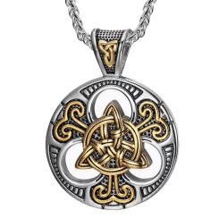 ***COI Titanium Gold Tone Silver/Silver Trinity Knots Celtic Pendant-00773BB
