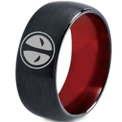 ***COI Titanium Black Red Dead Pool Beveled Edges Ring-00819BB