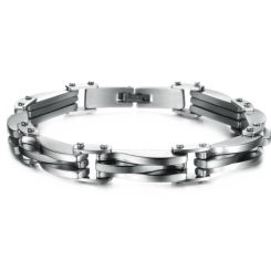 ***COI Titanium Black/Gold Tone Silver Bracelet With Steel Clasp(Length: 8.66 inches)-00825BB