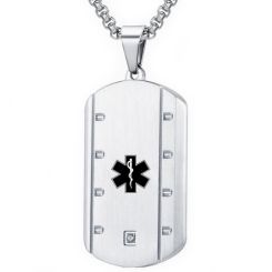 ***COI Titanium Medical Alert Pendant With Cubic Zirconia-00835BB