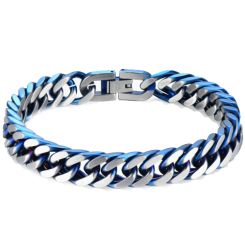 ***COI Titanium Blue Silver Bracelet With Steel Clasp(Length: 8.66 inches)-00840BB