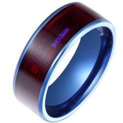 ***COI Titanium Black/Blue NFC Ring-00843BB