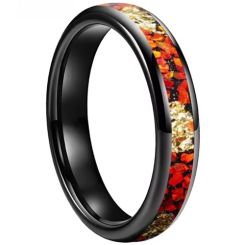 ***COI Black Titanium Dome Court Ring With Crushed Opal & Gold Foil-00847BB