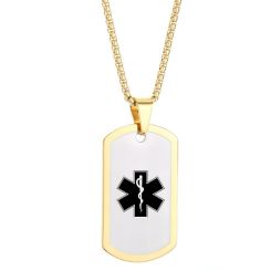 ***COI Titanium Black/Gold Tone/Rainbow Silver Medical Alert Pendant-00864BB
