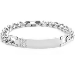 ***COI Titanium Gold Tone/Silver Cross Cubic Zirconia Bracelet With Steel Clasp(Length: 8.27 inches)-00901BB