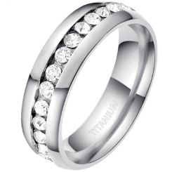 ***COI Titanium Gold Tone/Silver Dome Court Ring With Cubic Zirconia-00904BB