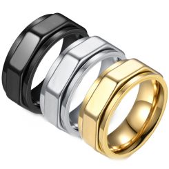 ***COI Titanium Black/Gold Tone/Silver Rotating Ring-00905BB