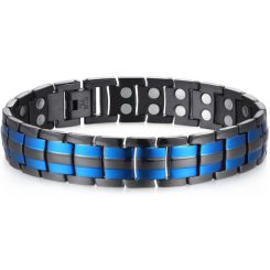 ***COI Titanium Black Blue Bracelet With Steel Clasp(Length: 8.27 inches)-00908BB