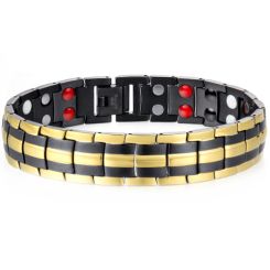 ***COI Titanium Black Gold Tone Bracelet With Steel Clasp(Length: 8.27 inches)-00917BB