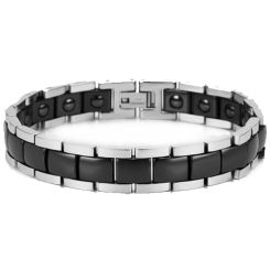 ***COI Titanium Black Ceramic Bracelet With Steel Clasp(Length: 8.46 inches)-00932BB