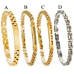 ***COI Titanium Gold Tone Silver Bracelet With Steel Clasp(Length: 8.27 inches)-00933BB