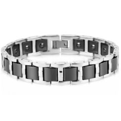***COI Titanium Black Ceramic Bracelet With Steel Clasp(Length: 8.07 inches)-00937BB