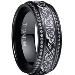***COI Black Titanium Dragon Ring With Cubic Zirconia-00942BB