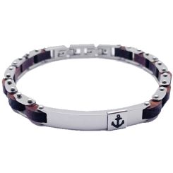 ***COI Titanium Anchor & Koa Wood Bracelet With Steel Clasp(Length: 8.27 inches)-00976BB