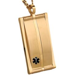 ***COI Titanium Black/Gold Tone/Silver Medical Alert Pendant-00994BB
