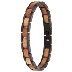 ***COI Titanium Blue/Silver Koa Wood Bracelet With Steel Clasp(Length: 8.66 inches)-01010BB
