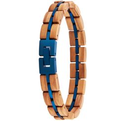 ***COI Blue Titanium Koa Wood Bracelet With Steel Clasp(Length: 8.66 inches)-01011BB