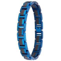 ***COI Titanium Blue/Gold Tone Koa Wood Bracelet With Steel Clasp(Length: 8.66 inches)-01012BB