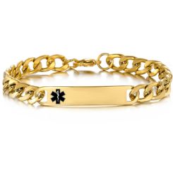 ***COI Titanium Gold Tone/Silver Medical Alert Bracelet With Steel Clasp(Length: 8.27 inches)-01045BB