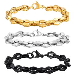 ***COI Titanium Black/Gold Tone/Silver Bracelet With Steel Clasp(Length: 8.27 inches)-01048BB