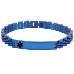 ***COI Blue Titanium Medical Alert Bracelet With Steel Clasp(Length: 8.27 inches)-01080BB