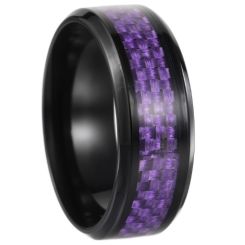 ***COI Black Titanium Beveled Edges Ring With Carbon Fiber-01085BB