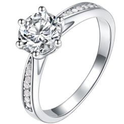 ***COI Sterling Silver 925 Solitaire Ring With Moissanite-01090BB