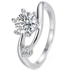 ***COI Sterling Silver 925 Solitaire Ring With Moissanite-01091BB