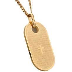 ***COI Titanium Black/Gold Tone/Silver Cross Prayer Tag Pendant-01093BB
