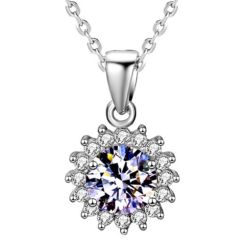 ***COI Sterling Silver 925 Gold Tone/Silver 1 Carat Moissanite Pendant-01097BB