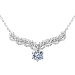 ***COI Sterling Silver 925 0.50ct Solitaire Moissanite Necklace(Length:19.68 inches)-01099BB