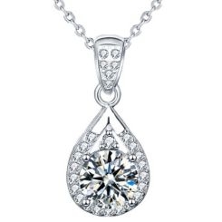 ***COI Sterling Silver 925 1 Carat Solitaire Moissanite Pendant-01103BB