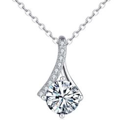 ***COI Sterling Silver 925 1 Carat Solitaire Moissanite Pendant-01108BB