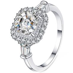 ***COI Sterling Silver 925 1 Carat Cushion Moissanite Solitaire ring-01114BB