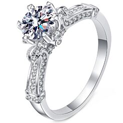 ***COI Sterling Silver 925 1 Carat Moissanite Solitaire Ring-01115BB