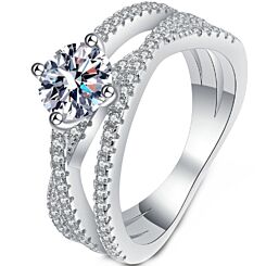 ***COI Sterling Silver 925 1 Carat Solitaire Moissanite Ring-01122BB