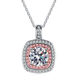 ***COI Sterling Silver Rose Silver 1 Carat Moissanite Solitaire Pendant-01142BB