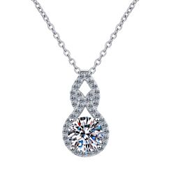 ***COI Sterling Silver 925 1 Carat Moissanite Solitaire Pendant-01146BB