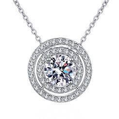 ***COI Sterling Silver 925 1 Carat Moissanite Solitaire Necklace(Length: 19.68 inches)-01147BB