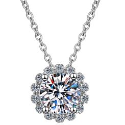 ***COI Sterling Silver 925 1 Carat Moissanite Solitaire Necklace(Length: 19.67 inches)-01149BB