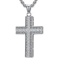 ***COI Titanium Black/Gold Tone/Silver Celtic Cross Pendant With Cubic Zirconia-01154BB