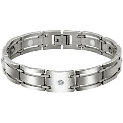 ***COI Titanium Cubic Zirconia Bracelet With Steel Clasp(Length: 7.87 inches)-01158BB