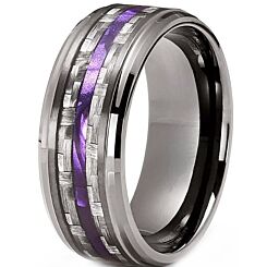 ***COI Black Titanium Carbon Fiber Step Edges Ring-01176BB
