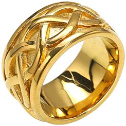 ***COI Titanium Black/Gold Tone/Silver Celtic Knots Ring-01181BB