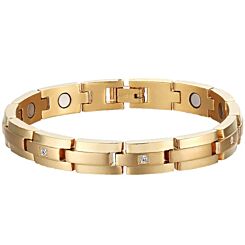 ***COI Gold Tone Titanium Cubic Zirconia Bracelet With Steel Clasp(Length: 8.27 inches)-01222BB