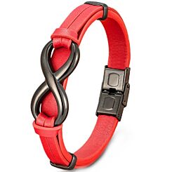 ***COI Black Titanium Infinity Genuine Leather Bracelet With Steel Clasp(Length: 8.27 inches)-01223BB