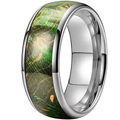 ***COI Titanium Green Koa Wood Dome Court Ring-01235BB